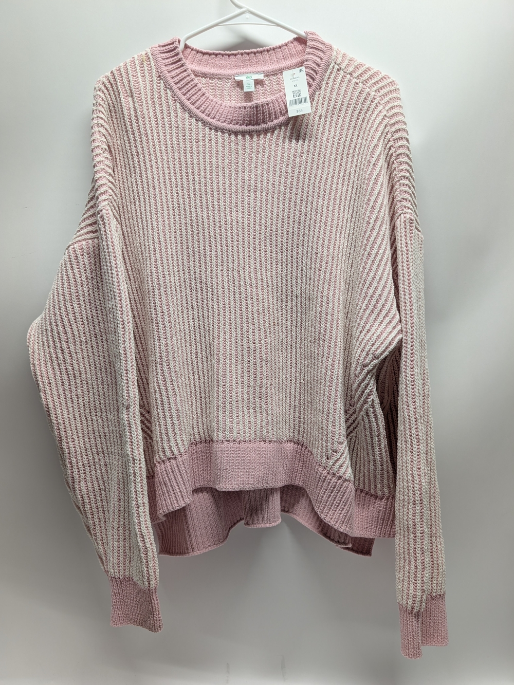Light Pink Ribbed Crewneck Sweater - Women